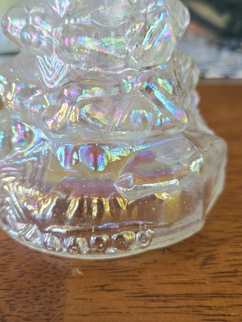 Vintage Iridescent Glass Light-Up Christmas Tree with Bear
